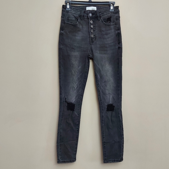 Vervet high rise distressed exposed button fly ankle skinny jeans size 26 - Picture 12 of 16